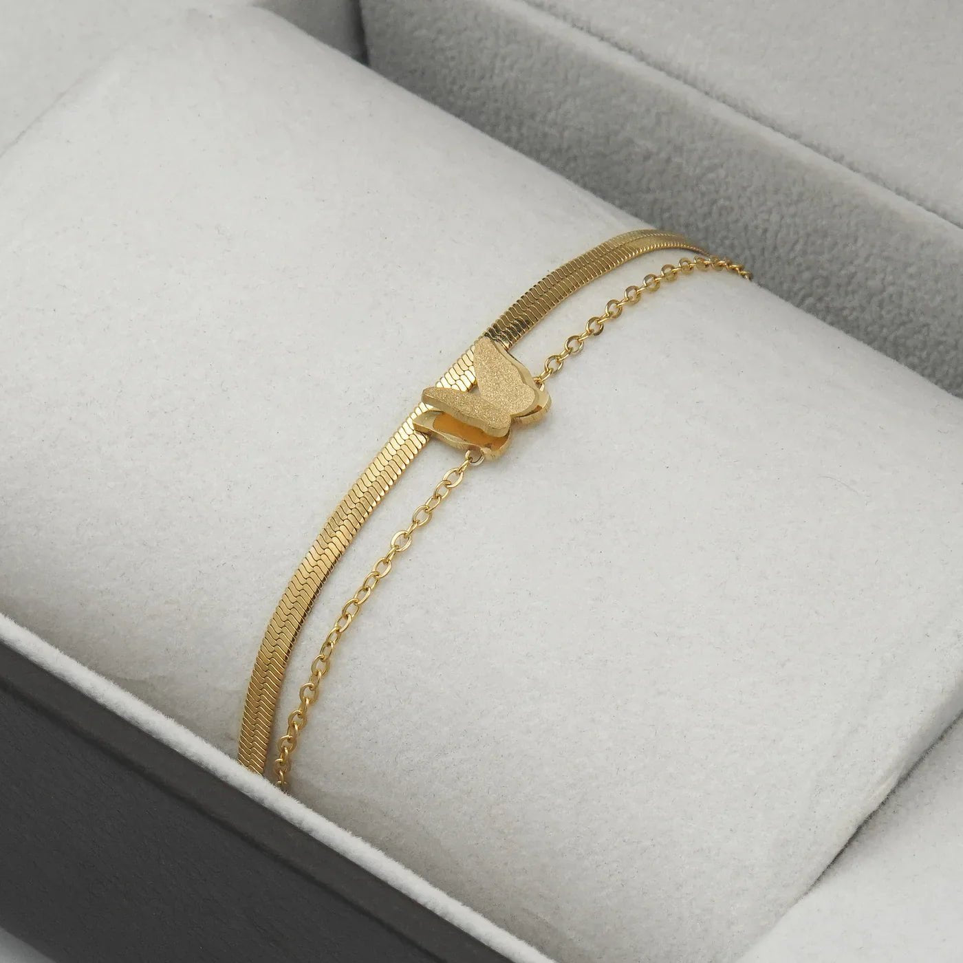 Flutterby Fandango Double Chain Bracelet - Karobaar