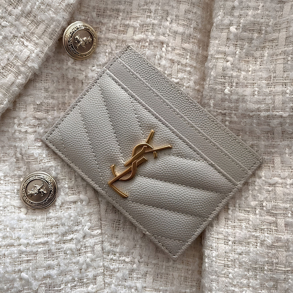 Noir Slim Card Case — Textured Leather, Gold Logo Accent - Karobaar