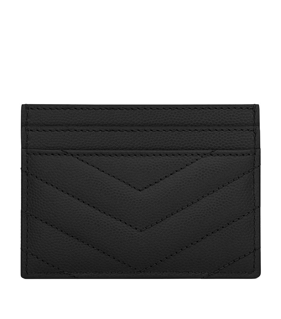 Noir Slim Card Case — Textured Leather, Gold Logo Accent - Karobaar