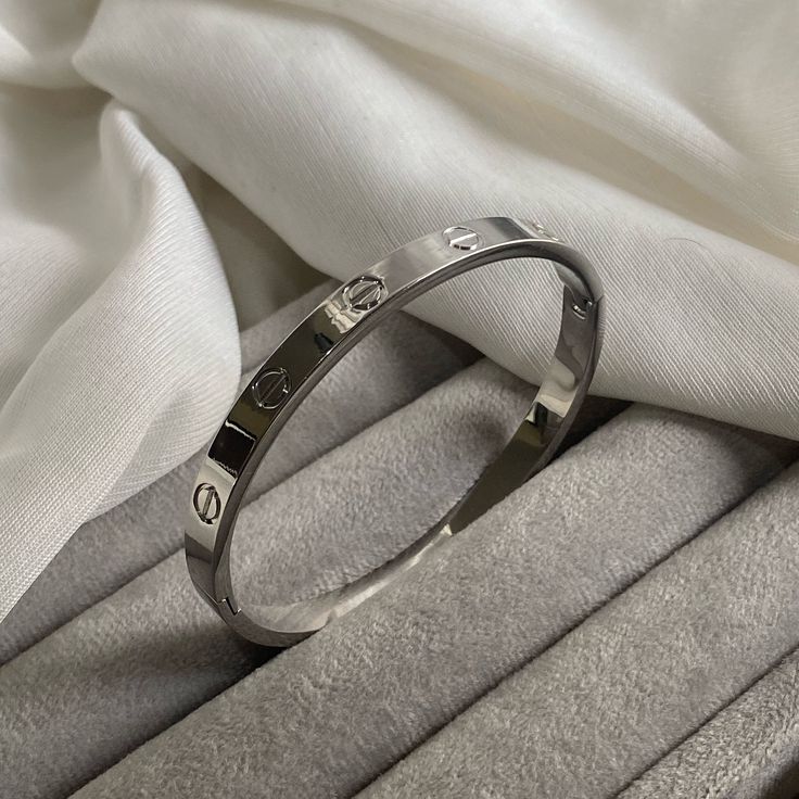 Classic Plated Titanium Steel Bangle with Rhinestones - Karobaar